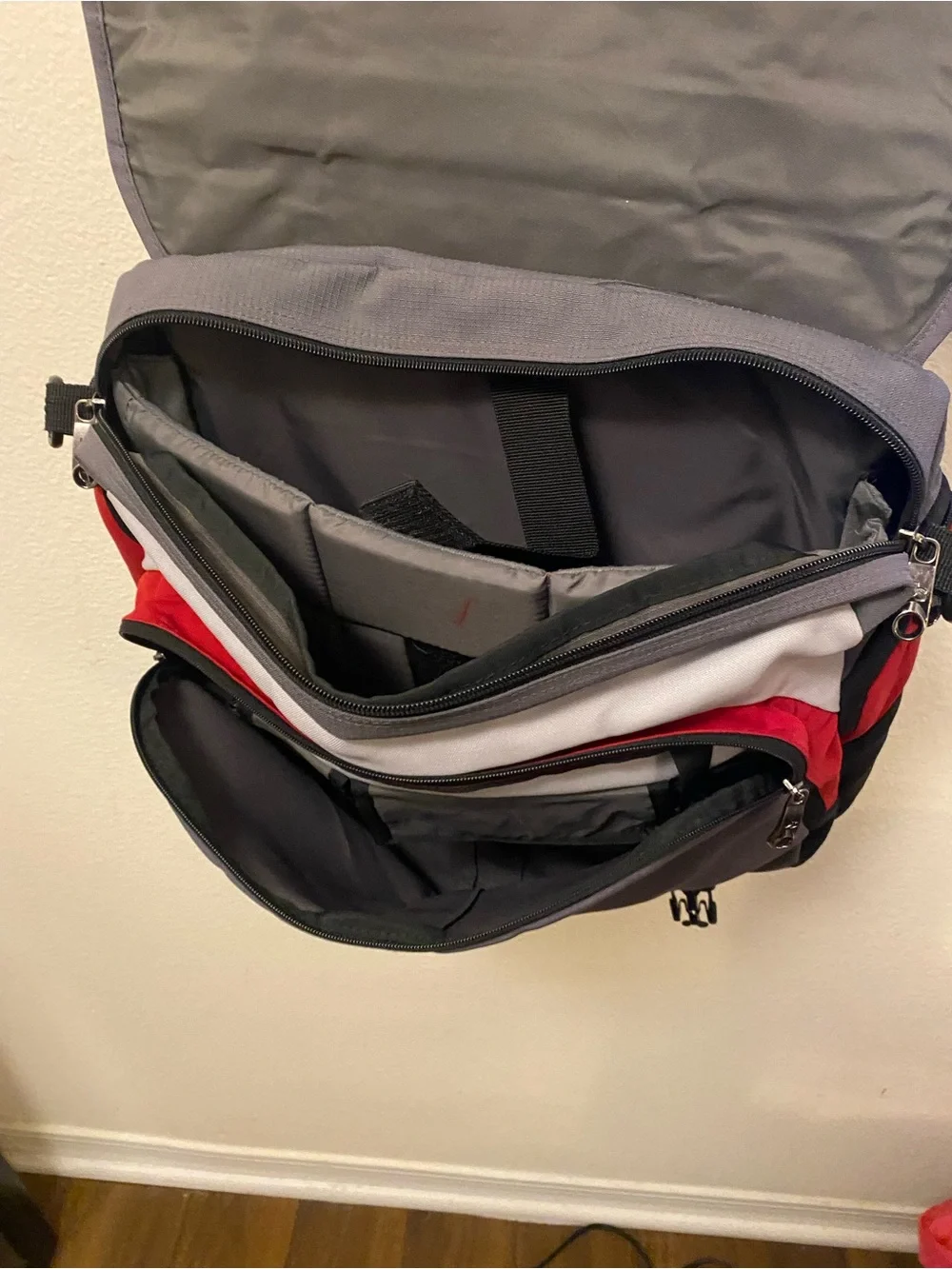Jansport Gray and Red Laptop Messenger Bag